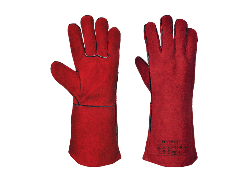 red leather gauntlet gloves